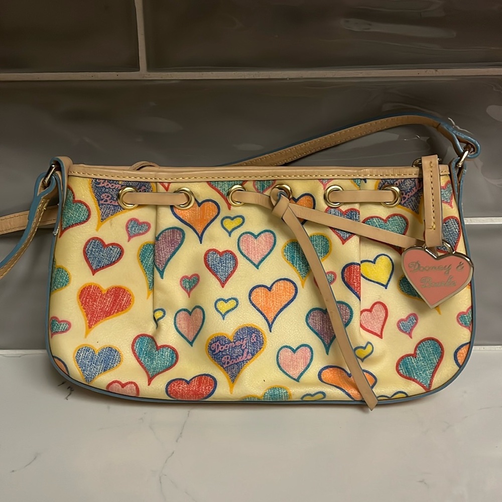 VTG Y2K Dooney&Bourke multicolor hearts shoulder purse